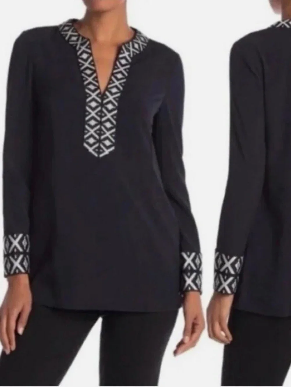 Tory Burch Ariana Embroidered Tunic Blouse Size 2